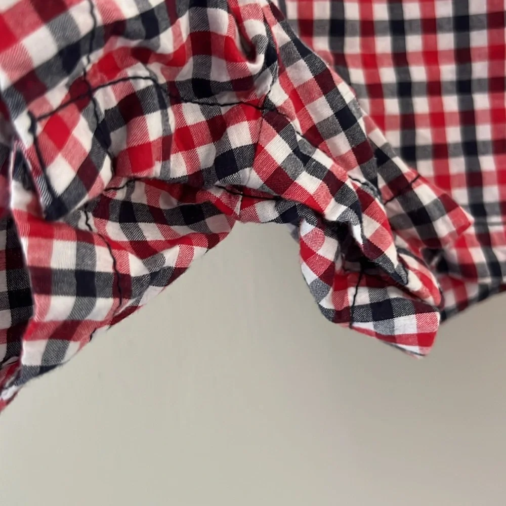 Old Navy Red and Blue Plaid Baby Romper 6-12M